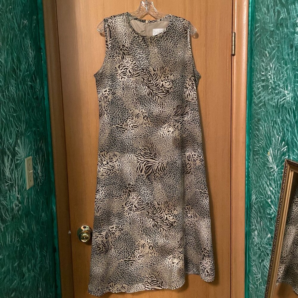 Nygard Collection Petite Leopard Print Sleeveless Dress